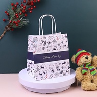 Spiral-Eared Paper Bag Printed With Snow Pop Pattern 19x13x21 Cm. (25 Sheets) 19x13x21cm 25pcs