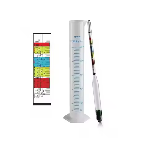 Hydrometer Tester & 250ml Measuring Bottle,Triple Scale Hydrometer For Wine, Beer, Mead and Kombucha