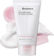 BIODANCE Collagen Mask To Foam Cleanser, Pink Face Wash for Women, 2-in-1 Pore Mask and Hydrating Fo