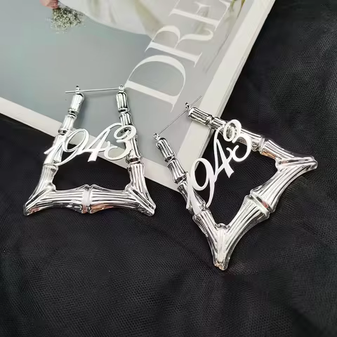 DODOAI 50/60/70 mm Trapezoidal Bamboo Earrings | Custom Bamboo Name Earrings | Fashionable Letter Na