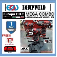 EUROPA HILT 20V MEGA COMBO MBL20IW-380 + MBL20IW-550 + MBL20IW-1300 CORDLESS IMPACT WRENCH + MBLSK55