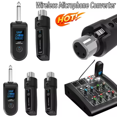 UHF Wireless Microphone Converter XLR Adapter System Wireless Microphone Transmitter Receiver for Dy