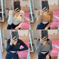 SpinnyHouse Polo Shirt Back Tie Long Sleeves With Collar ️Chubby Women Can Wear It ️ Backless Rice P