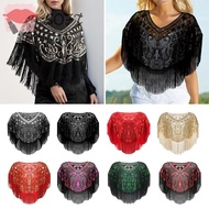 SOFTNESS Flapper Shawl, Polyester Yarn Sequin Beaded Sequin Shawl,  Cover Up Mesh Dress Accessory Dress Shawl Party