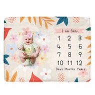 個人化寶寶成長記錄背景毛毯-名字定製-新生兒BB嬰兒彌月禮物