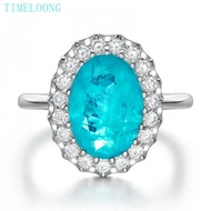 8 CT Oval Cut LAB Paraiba Tourmaline Emerald High Carbon Diamond Gemstone Ring for Women 100% 925 St