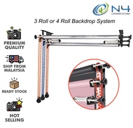 Photo Studio 3 Roller / 4 Roller Manual Backdrop Elevator + Cross Bar Tube Background Wall Ceiling S