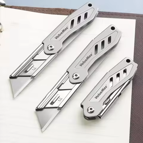 Mini Stainless Steel Folding Knife with 10 Spare Blades Quick Change Blade Knife，EDC Pocket Utility 