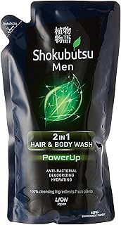 Shokubutsu Men 2 in 1 Hair and Body Wash Refill, PowerUp, 550ml