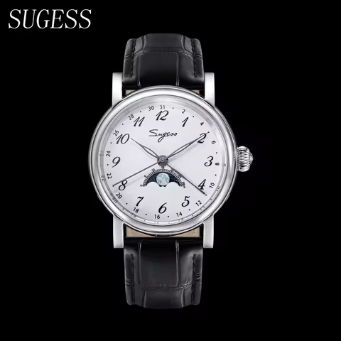 Sugess Automatic Watch of Men Original ST2108 Movement Sapphire Glass Moonphase Mechanical Wristwatc