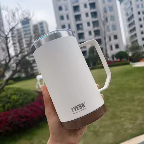 TYESO Wide Mouth Stainless Steel Coffee Mug with Leak-Proof Lid Insulated Office Travel Mug 530ml/71