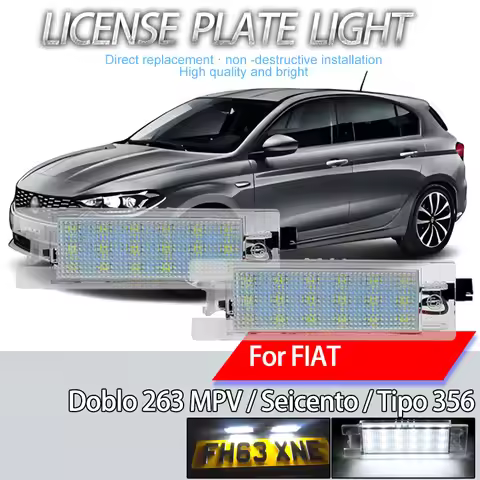 2Pcs Led Lamp Number License Plate Light Canbus No Error For FIAT Tipo 356 2015-up Seicento 1998–201