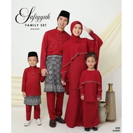 Set family kurung moden safiyyah 「Warna Maroon」 Sedondon sekeluarga baju melayu dan baju kurung