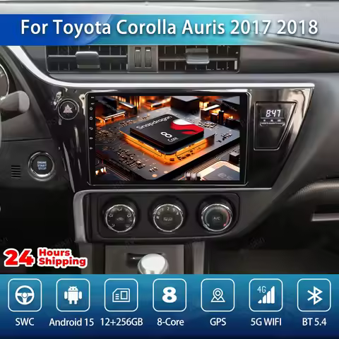 Android 15 Car Radio For Toyota Corolla Auris 2017-2018 Autoradio IPS Carplay Qualcomm QLED 5G WIFI 