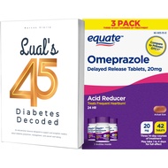 Lual's 45 Diabetes Decoded Bundle with Equate Omeprazole | Omeprazole Delayed 20 mg | Heartburn Medi