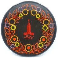Vintage Decorative Wooden WALL PLATE Olympic Games Moscow 1980 USSR