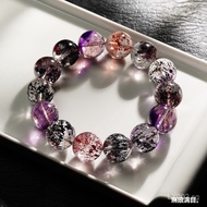 Natural Brazilian Collectible Begonia Flower Super Seven Venom Crystal Bracelet Red Super Gold Straw