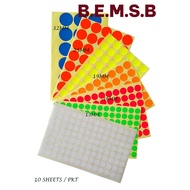 D-BEST SELF ADHESIVE COLOR LABEL STICKER @ ROUND (10 SHEETS/PKT)