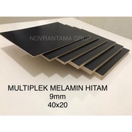 HITAM Black Melamine Multiplex / Plywood doff 9mm 40x20 cm Black melaminto