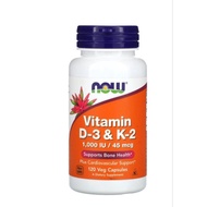 Now Foods, Vitamin D-3 &amp; K-2, 120 Veg Capsules