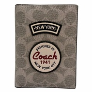 [全新] COACH 新款C LOGO徽章拉鍊零錢袋證件護照夾(灰)
