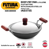 Hawkins Futura 3.75 Litre Deep Wok (Fry Pan), Hard Anodised Kadai with Stainless Steel Lid, Flat Bot