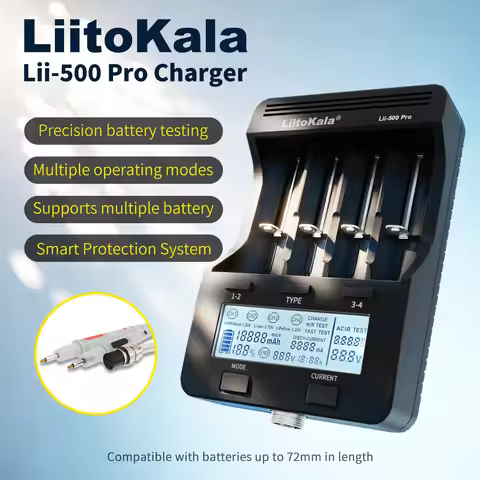 LiitoKala Lii-500 Pro Battery Charger 21700 18650 26650 18350 Li-ion NiMH AA AAA C IR Tester LCD Dis