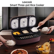 【In stock】Youpin Lexcook Three-Cooker Rice Cooker Three Pot Smart Three-Pin Rice Cooker Three-Liner Electric Cooker Household Smart Rice Cooker Soup Rice Cooker Integrated Nonstick