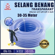 PAKET SELANG AIR PANJANG 30-35 METER DIAMETER 1/2 5/8 3/4 DAN 1 INCH SERAT BENANG TRANSPARAN COD