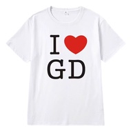 GD G Dragon 2025I love GD short sleeved T-shirt made of pure cotton 2025 new clothes