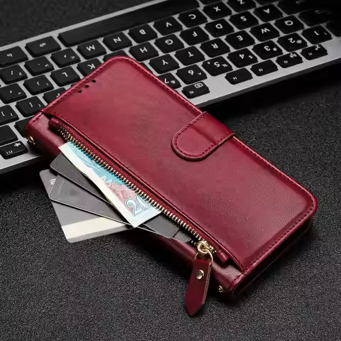 Wrist Strap Zipper Card Leather Phone Wallet Case Book For Vivo V29e V27e V21e Y03 Y02 Y22 Y28 Y38 Y