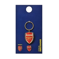 Arsenal Crest Key Ring and Badge Set (Official Merchandise)