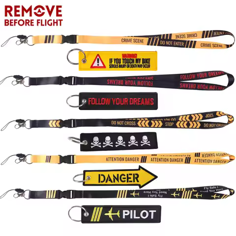 1 PCS Motorcycle Keychain Fashion Pilot Lanyards Follow Your Dreams Lanyard For ID Badge Holders Mob