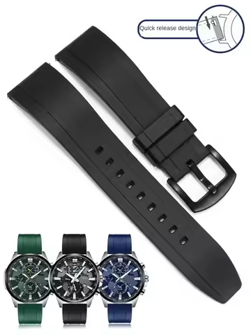 Adapted To C-A-S-I-O EFR-303L/303D/304/EBQ-S510 Rubber Silicone Watch Strap with 22mm