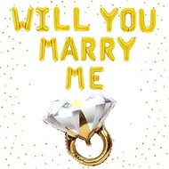 Foil balloon will you marry me wedding engagement ring decoration