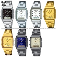 CASIO AQ-230A AQ-230GA AQ-230GG Unisex Analog Digital Watch Vintage Dual Time 38.8 × 29.8mm Bracelet