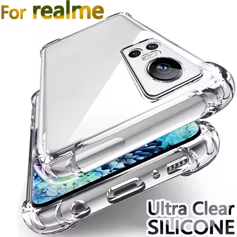 Shockproof Clear Case For Realme Gt Neo 2 3 3t 5 6 Q3 7 8 9 10 Por Plus 8i 9i X2 X3 Superzoom C35 C3