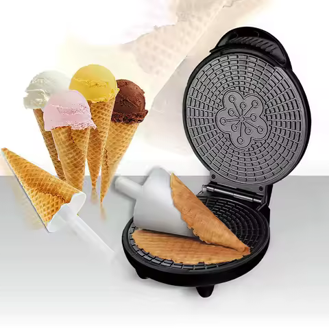 Electric Crispy Egg Roll Maker Household Breakfast Egg Roll Machine Waffle Baking Pan Ice Cream Cone