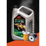 COMBO SET OIL FILTER WITH MEAUSU Engine Oil SAE 10W30 10W-30 Premium Mineral (4L) 10/30 10-30 Minyak