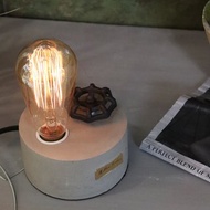 曙MUSE 圓盤手輪水泥桌燈 LED燈 鎢絲燈泡 擺飾