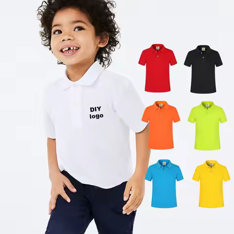 DIY LOGO Boys Multicolor Summer Polo Shirts Cotton Boys Clothes Short Sleeve Tops Kids Polo Shirt Bl