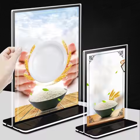 Transparent Acrylic Panel Menu Display Stand A4 Vertical Table Card Sign Collection Photo Protection