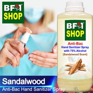 Anti Bacterial Hand Sanitizer Spray with 75% Alcohol - Sandalwood Anti Bacterial Hand Sanitizer Spray - 1L