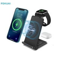15W Fast Wireless Charger Stand For iPhone 14 13 12 11 X 8 Apple Watch 4 in1 Foldable Charging Station for Airpods Pro iWatch 8