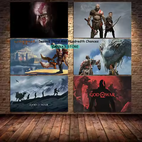 God of War Poster Kratos & Atreus Wall Art Canvas Painting God of War Video Game Wall Decor Gaming R
