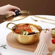 Stainless Steel Korean Style Instant Noodle Pot Golden Ramen Pot Small Cooking Noodle Pot Ramen Household Korean Instant