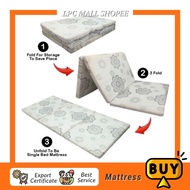 LPC MALL 3 in 1 Foldable Tri-Fold Mattress Tilam Lipat 3/Single Size Rebond Mattress