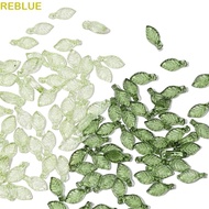 REBLUE Green Transparent Leaf Shape Beads, Leaf Shape Transparent Green Acrylic Leaf Beads, Handmade