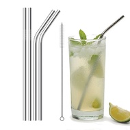 Stainless Steel Straw Set Reusable Drinking Straws Eco Friendly Metal Drink Straw Bent Straight Straw Set With Brush