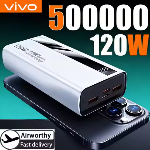 VIVO 500000mAh High Capacity Power Bank 120W Super Fast Charging Power Bank Portable Battery Charger